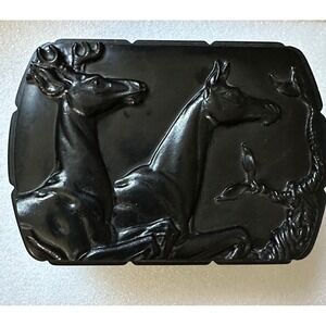 Vintage Hickok Black Bakelite Box Deer Motif